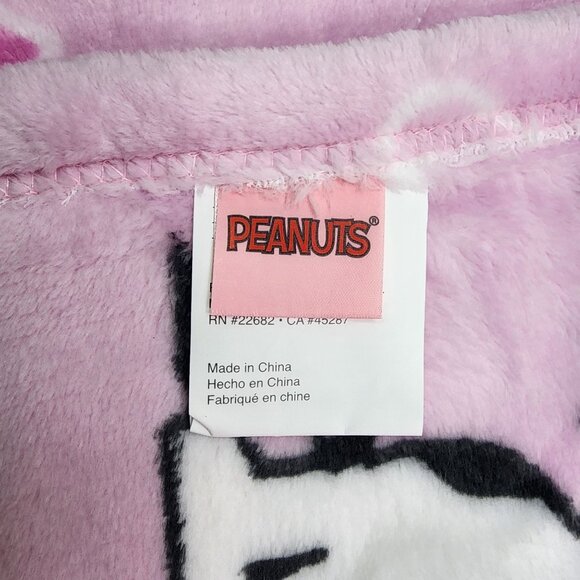 Peanuts Snoopy Charlie Soft Plush Throw Blanket 50"x70" Pink Hearts Valentines - Picture 8 of 10
